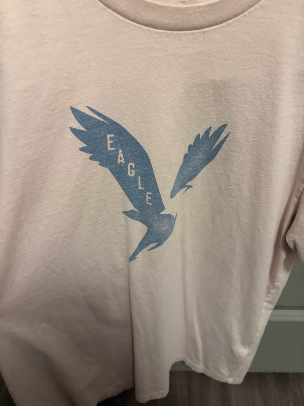 American Eagle Outfitters Pale Pink Crewneck Tee with White Print